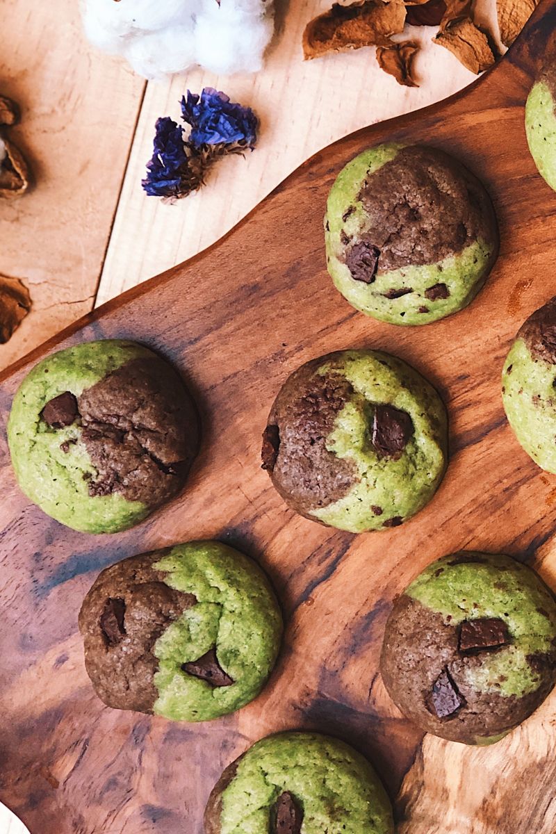 Vegan Matcha Chocolate Marble Cookies