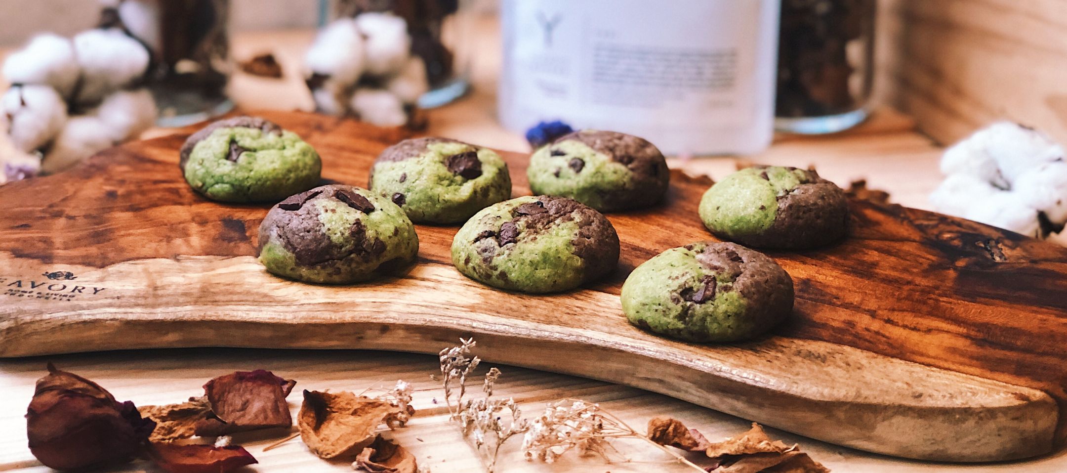 Vegan Matcha Chocolate Marble Cookies